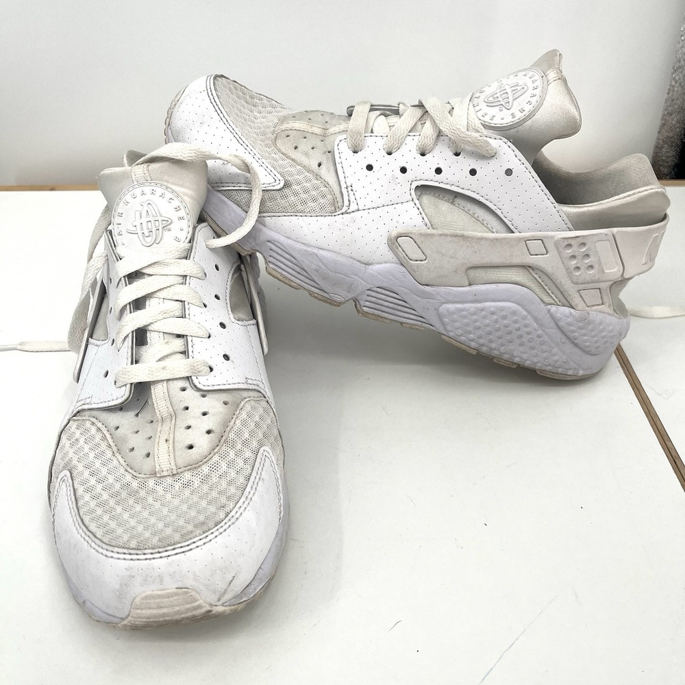 Nike Air Huarache Triple White Platinum Men's Size 10 318429-111 Sneakers Shoes‎